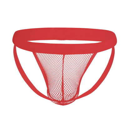 Men's Ultra-Thin Mesh Jockstrap – Raised U-Convex Pouch in Red by Gallery Man