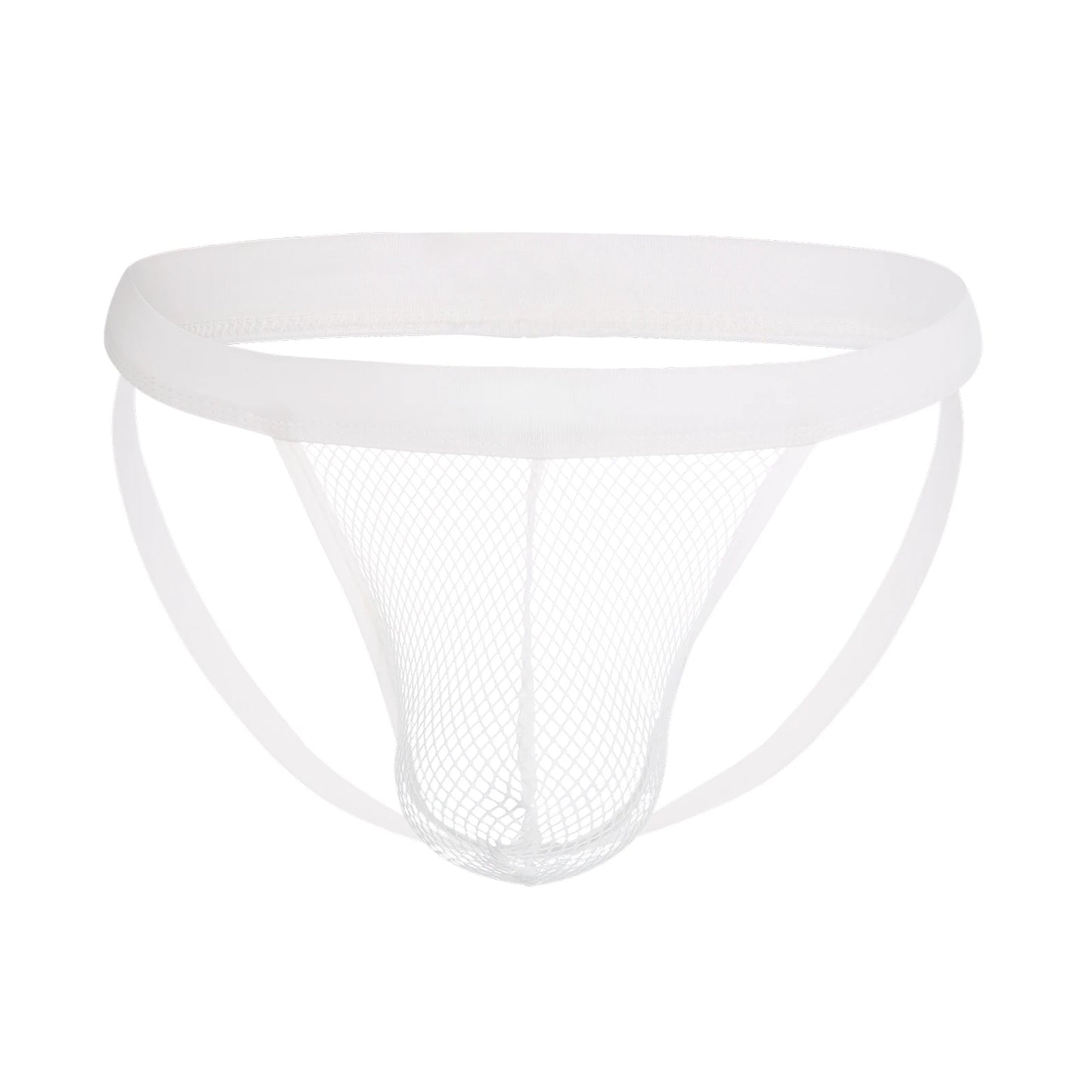 Men's Ultra-Thin Mesh Jockstrap – Raised U-Convex Pouch in White by Gallery Man