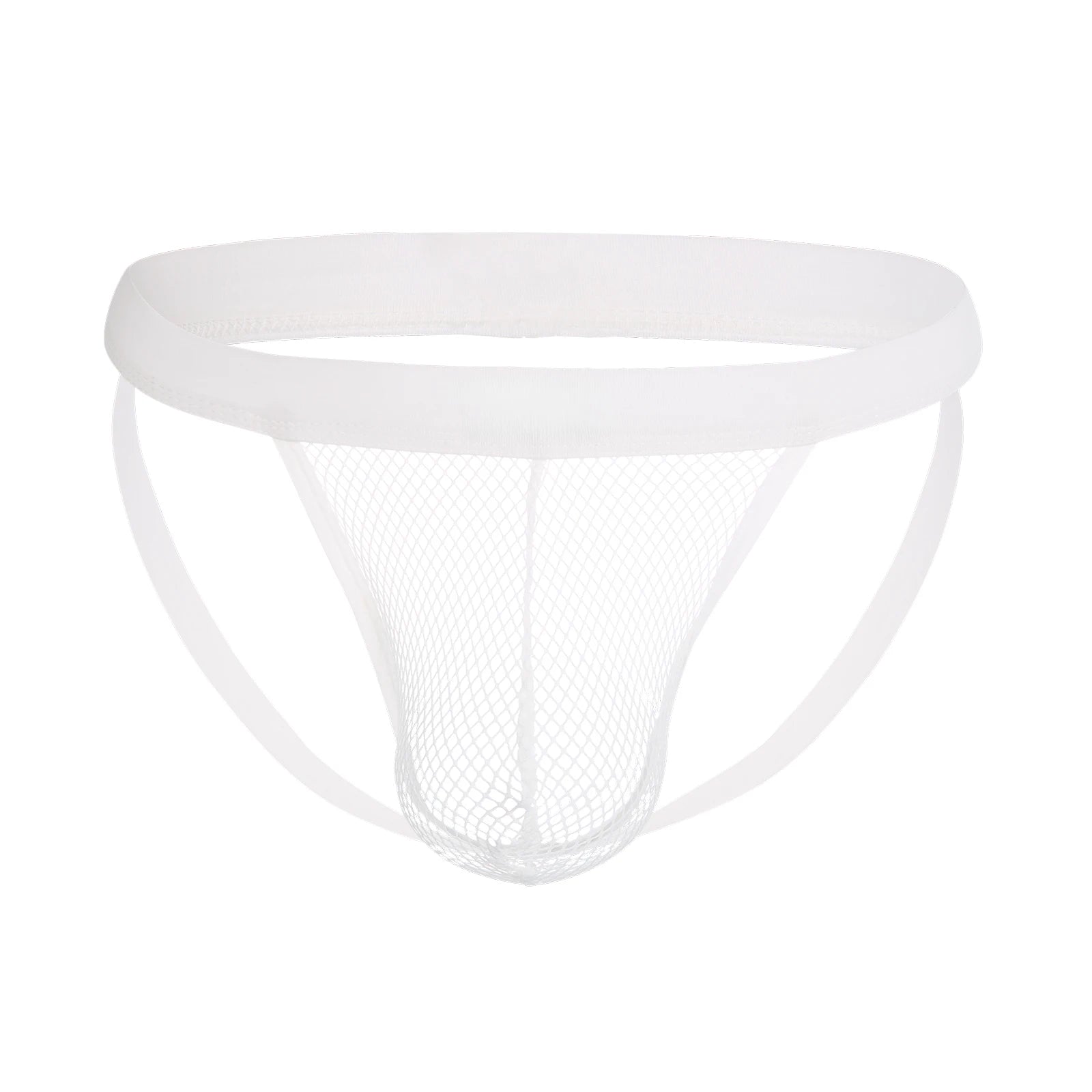 Men's Ultra-Thin Mesh Jockstrap – Raised U-Convex Pouch in White by Gallery Man