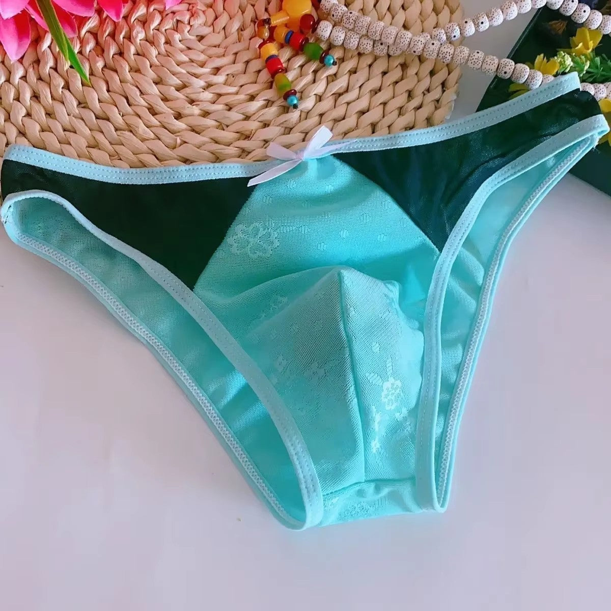 Men's Ultra-Thin Panties with Bulge Pouch in Blue Green by Gallery Man