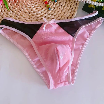 Men's Ultra-Thin Panties with Bulge Pouch in Pink by Gallery Man