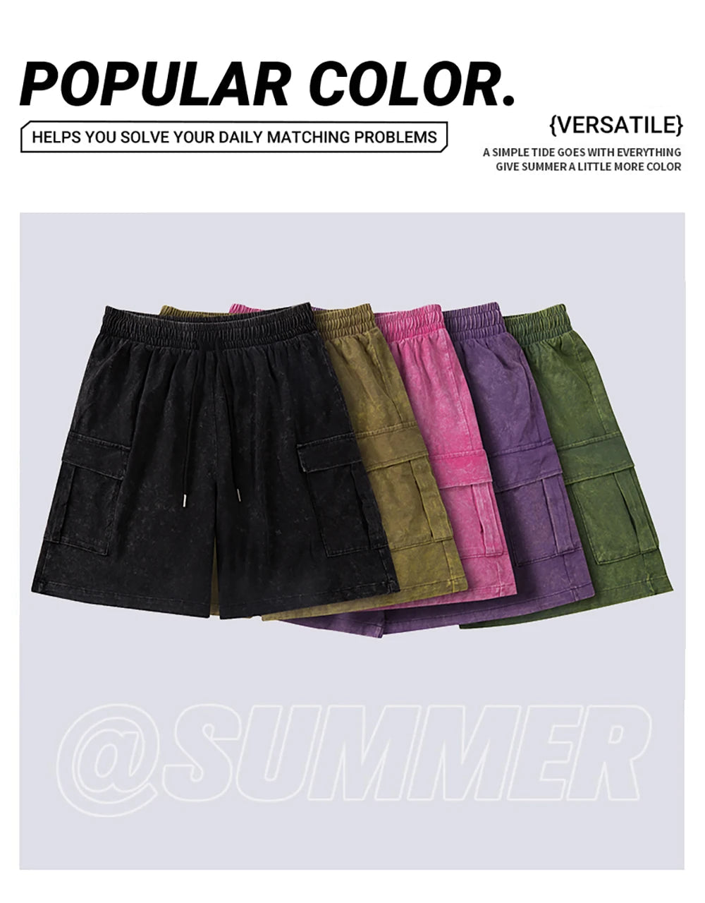 Men’s Washed Cotton Casual Shorts with Elastic Waist and Drawstring Fit by Gallery Man