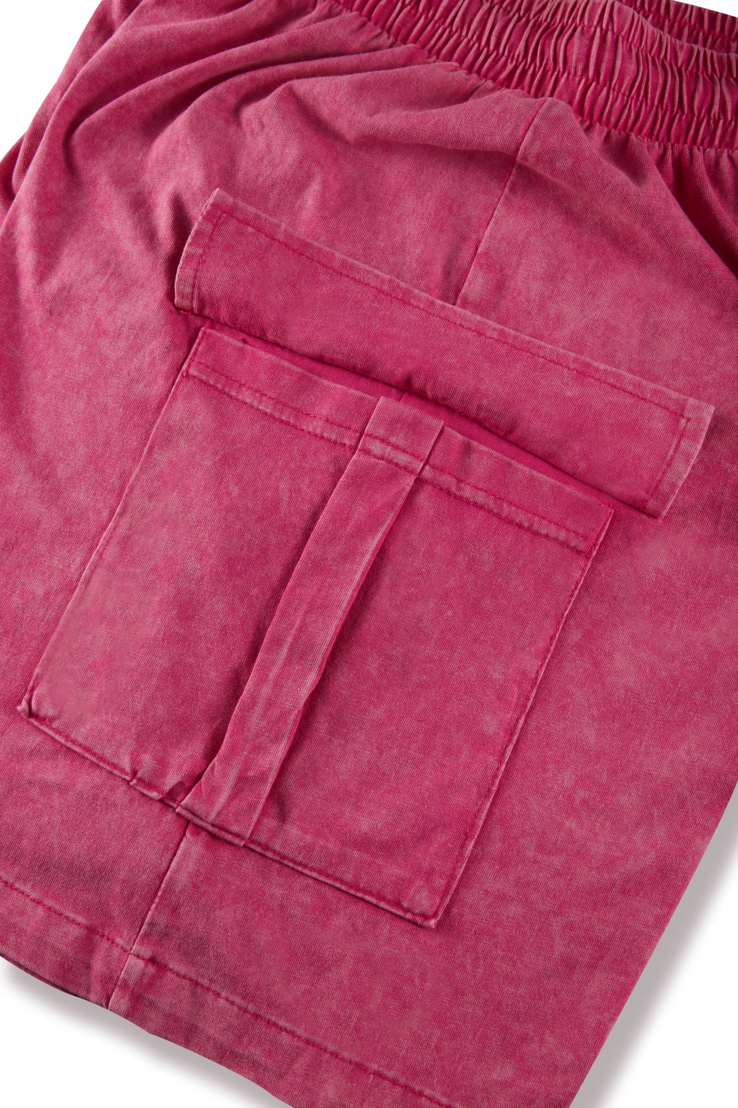 Men’s Washed Cotton Casual Shorts with Elastic Waist and Drawstring Fit in Rose Red by Gallery Man