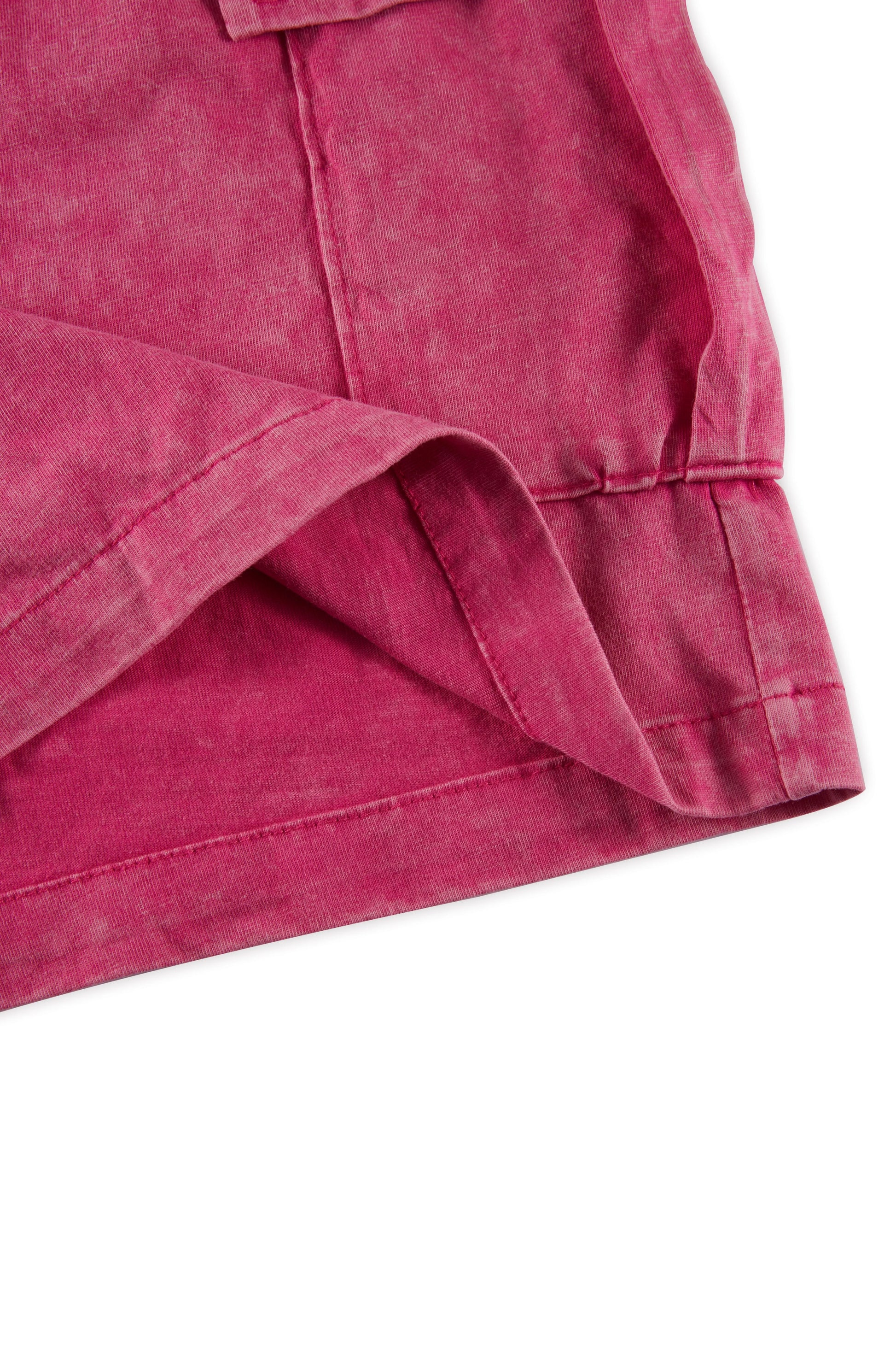 Men’s Washed Cotton Casual Shorts with Elastic Waist and Drawstring Fit in Rose Red by Gallery Man