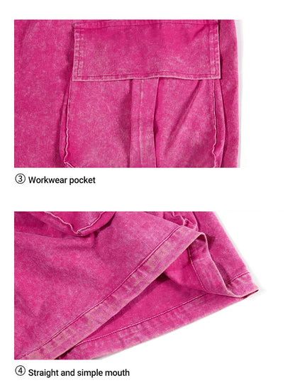 Men’s Washed Cotton Casual Shorts with Elastic Waist and Drawstring Fit in Rose Red by Gallery Man