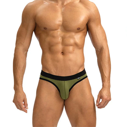 Men's Briefs with Raised U Convex Pouch in Army Green by Gallery Man