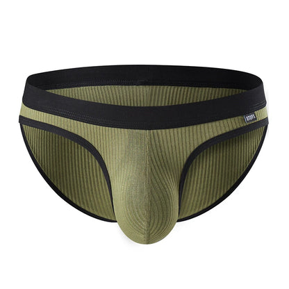 Men's Briefs with Raised U Convex Pouch in Army Green by Gallery Man