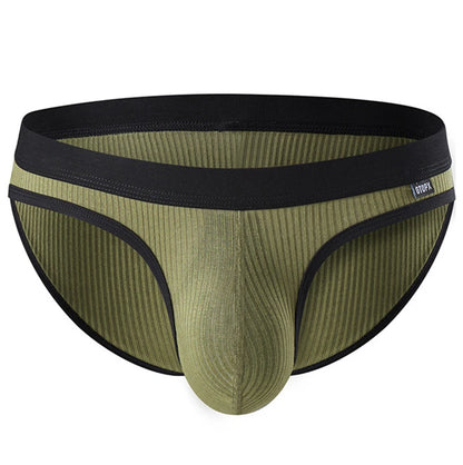 Men's Briefs with Raised U Convex Pouch in Army Green by Gallery Man