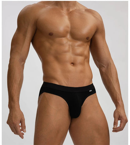 Men's Briefs with Raised U Convex Pouch in Black by Gallery Man