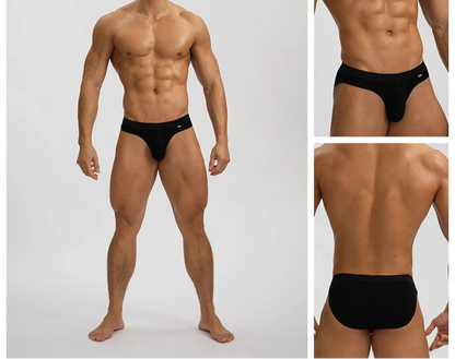 Men's Briefs with Raised U Convex Pouch in Black by Gallery Man