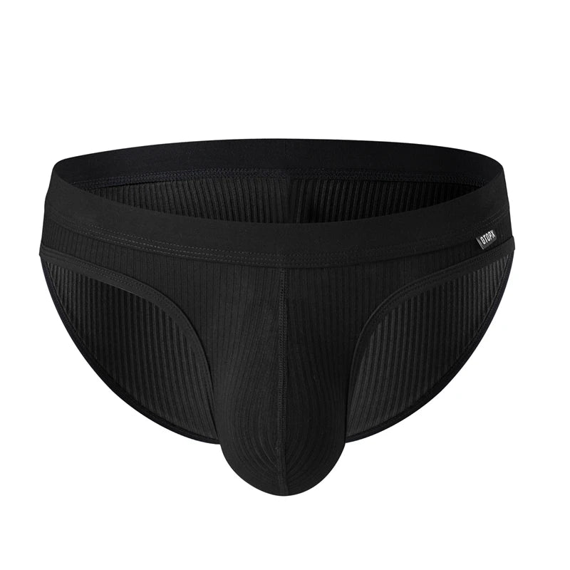 Men's Briefs with Raised U Convex Pouch in Black by Gallery Man