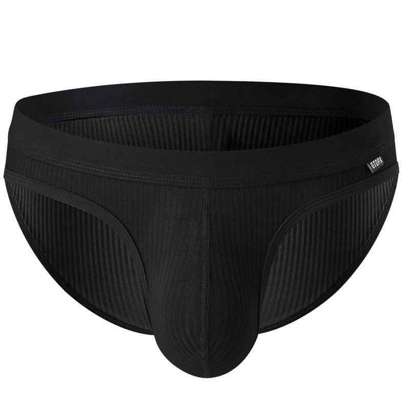 Men's Briefs with Raised U Convex Pouch in Black by Gallery Man