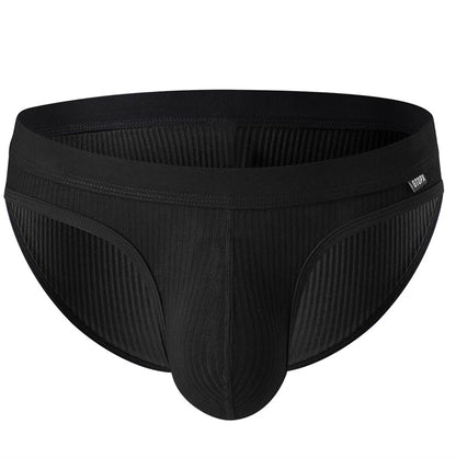 Men's Briefs with Raised U Convex Pouch in Black by Gallery Man