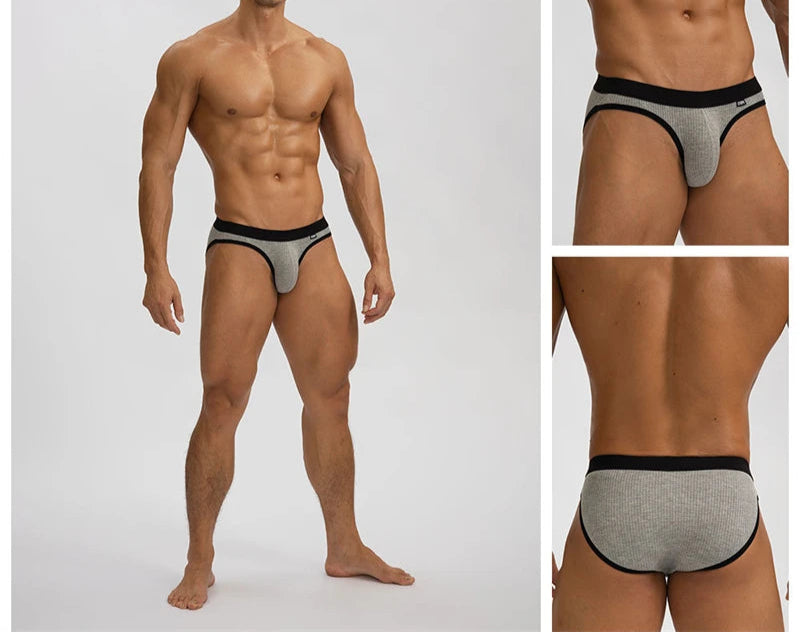 Men's Briefs with Raised U Convex Pouch in Gray by Gallery Man