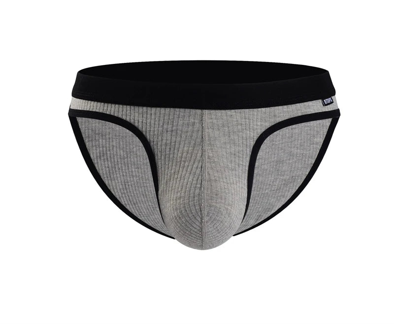 Men's Briefs with Raised U Convex Pouch in Gray by Gallery Man