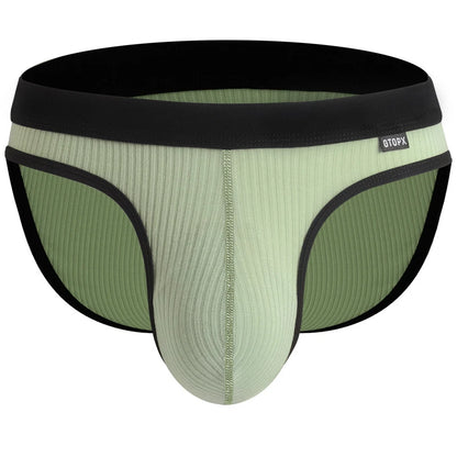 Men's Briefs with Raised U Convex Pouch in Green by Gallery Man