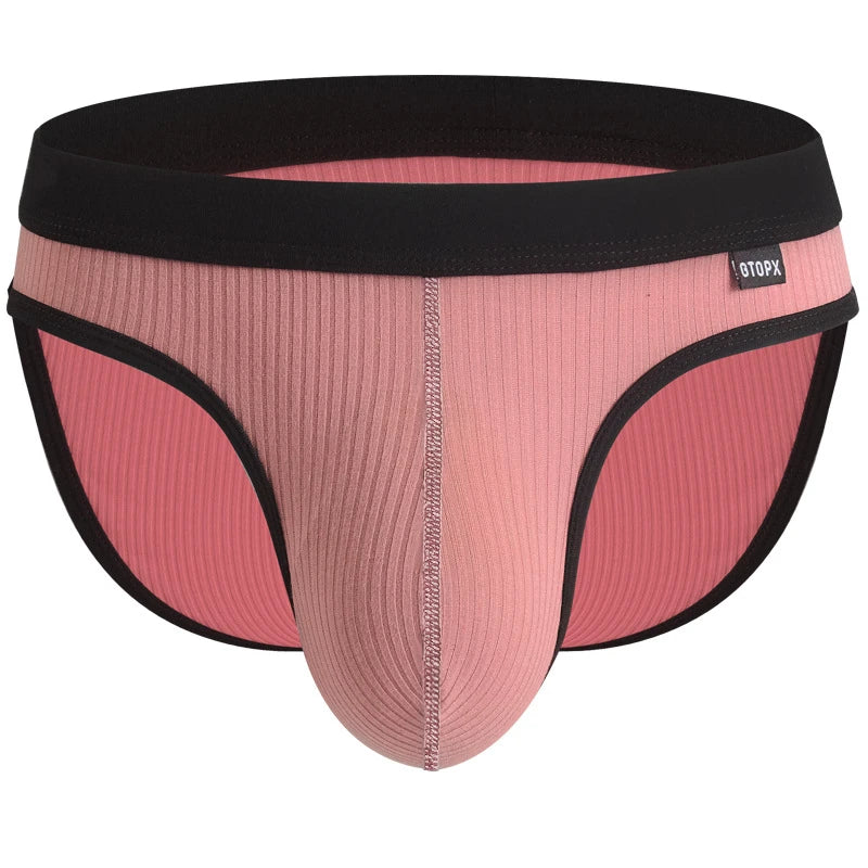 Men's Briefs with Raised U Convex Pouch in Pink by Gallery Man
