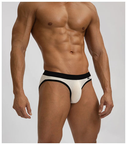 Men's Briefs with Raised U Convex Pouch in White by Gallery Man