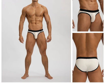 Men's Briefs with Raised U Convex Pouch in White by Gallery Man