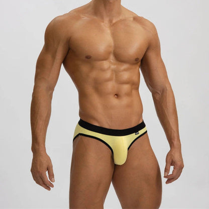 Men's Briefs with Raised U Convex Pouch in Yellow by Gallery Man