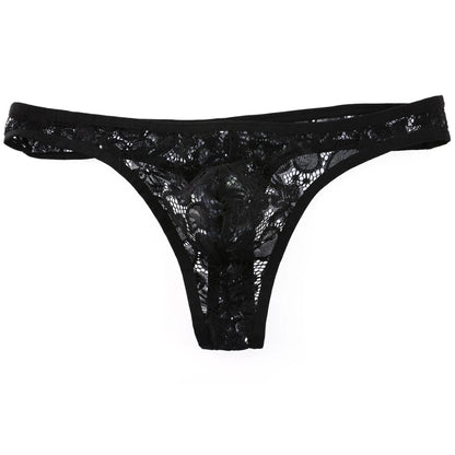 Men's Lace Lingerie Briefs Thong Panties in Black by Gallery Man