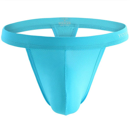 Men's Low-Rise Breathable Mesh Thong Underwear with Contoured Front Pouch