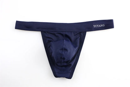 Men's Low-Rise Breathable Mesh Thong Underwear with Contoured Front Pouch