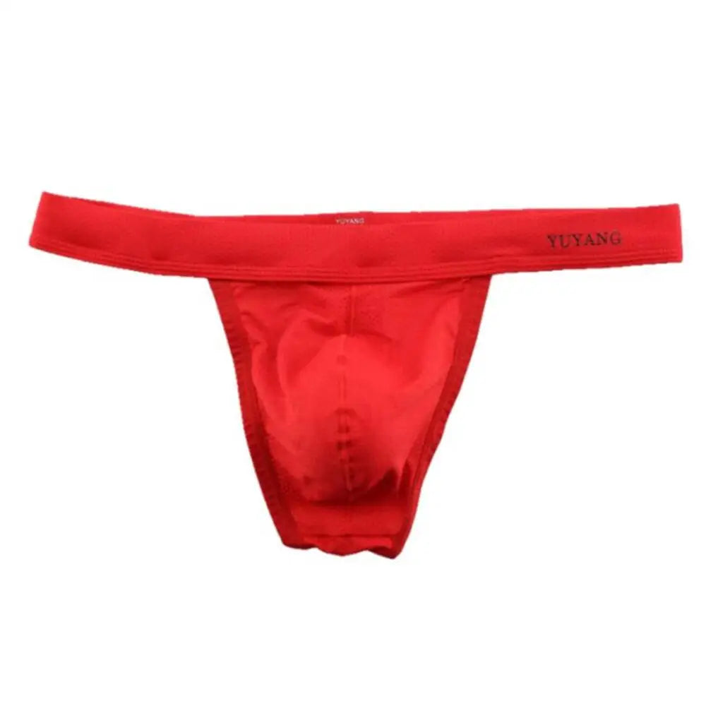 Men's Low-Rise Breathable Mesh Thong Underwear with Contoured Front Pouch