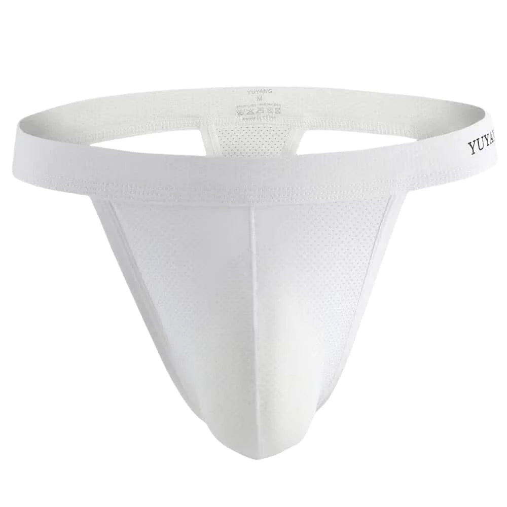 Men's Low-Rise Breathable Mesh Thong Underwear with Contoured Front Pouch