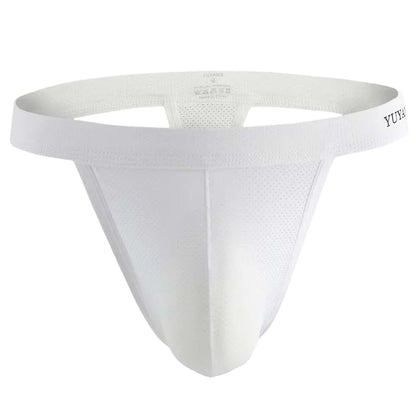 Men's Low-Rise Breathable Mesh Thong Underwear with Contoured Front Pouch