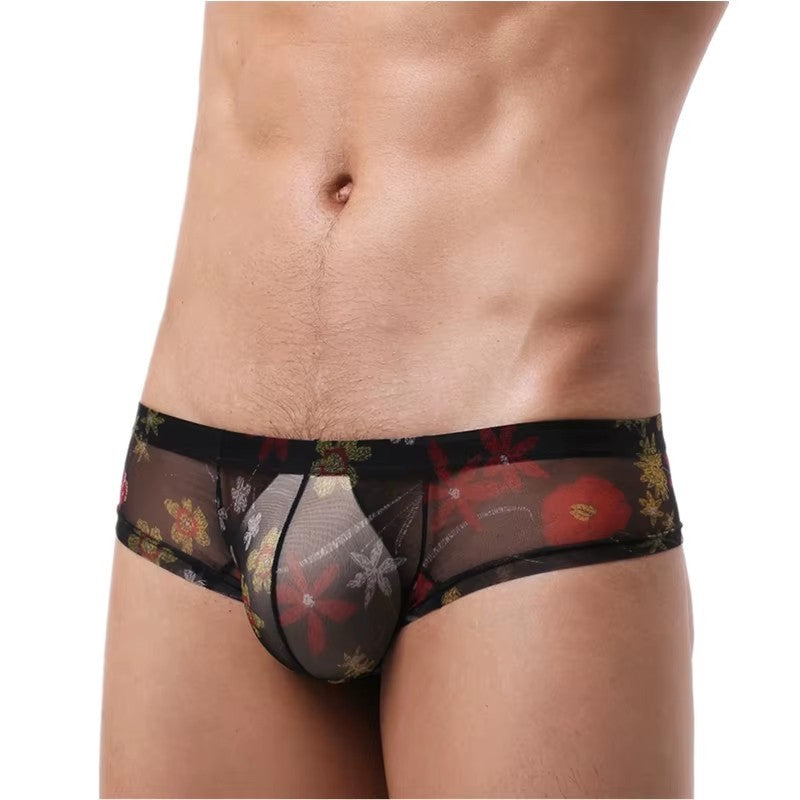 Men's Transparent Perfect-fit Print Briefs Panties in Black by Gallery Man