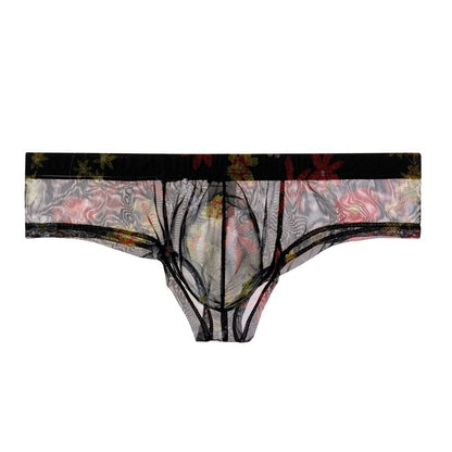 Men's Transparent Perfect-fit Print Briefs Panties in Black by Gallery Man