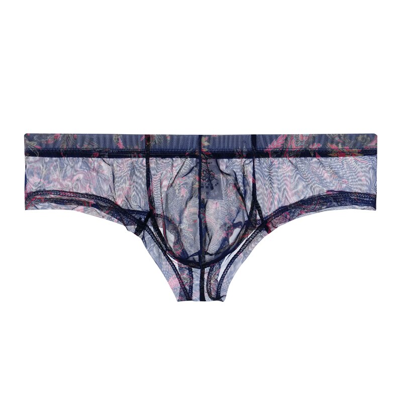 Men's Transparent Perfect-fit Print Briefs Panties in Navy Blue by Gallery Man