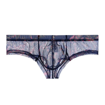 Men's Transparent Perfect-fit Print Briefs Panties in Navy Blue by Gallery Man