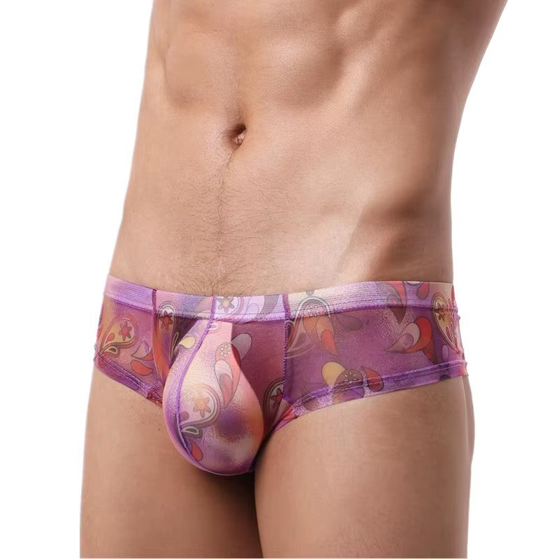 Men's Transparent Perfect-fit Print Briefs Panties in Purple by Gallery Man