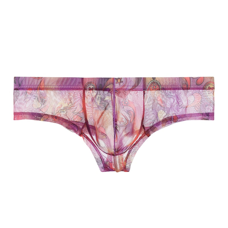Men's Transparent Perfect-fit Print Briefs Panties in Purple by Gallery Man