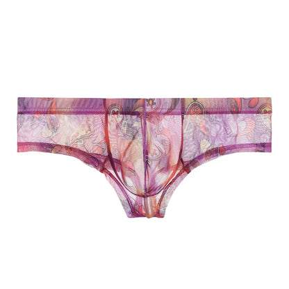 Men's Transparent Perfect-fit Print Briefs Panties in Purple by Gallery Man