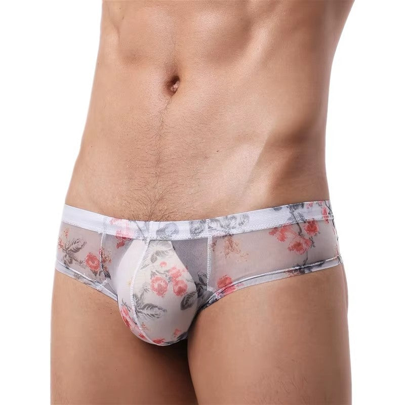 Men's Transparent Perfect-fit Print Briefs Panties in White by Gallery Man