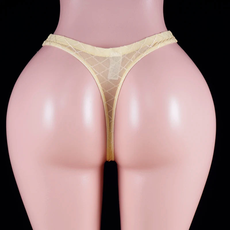 Men's Transparent Thong Underwear with Elephant Trunk Pouch in Yellow by Gallery Man