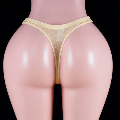 Men's Transparent Thong Underwear with Elephant Trunk Pouch in Yellow by Gallery Man