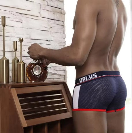 Men's Sporty Raised Pouch Boxer Briefs Mesh Underwear