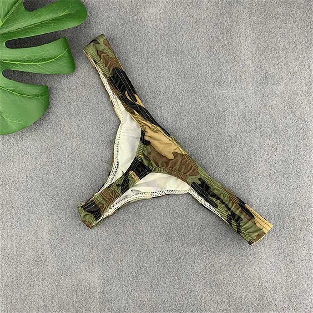galleryman.com - Men's Sexy Bikini Camouflage Briefs Thong Army Green