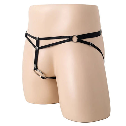 galleryman.com - Men O-Ring Hole Strap Bandage Thong G-String Underwear Black