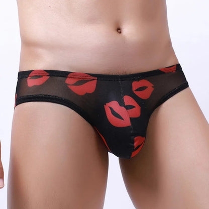 galleryman.com - Men Sexy Kisses Open Back Briefs Mesh Underwear Black