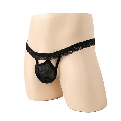 Men's Fashion Lace Sheer G-String Thong Panties