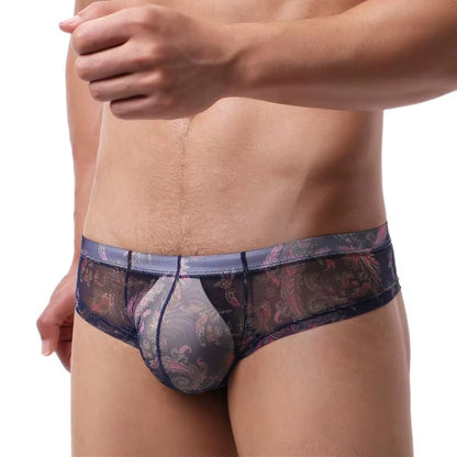 galleryman.com - Men Translucent Bohemian Style Briefs Underwear Navy