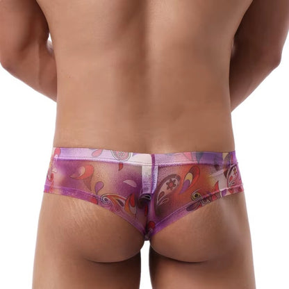 galleryman.com - Men Translucent Bohemian Style Briefs Underwear Purple