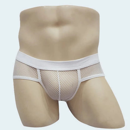 galleryman.com - Men Fishnet Briefs Breathable Underwear White