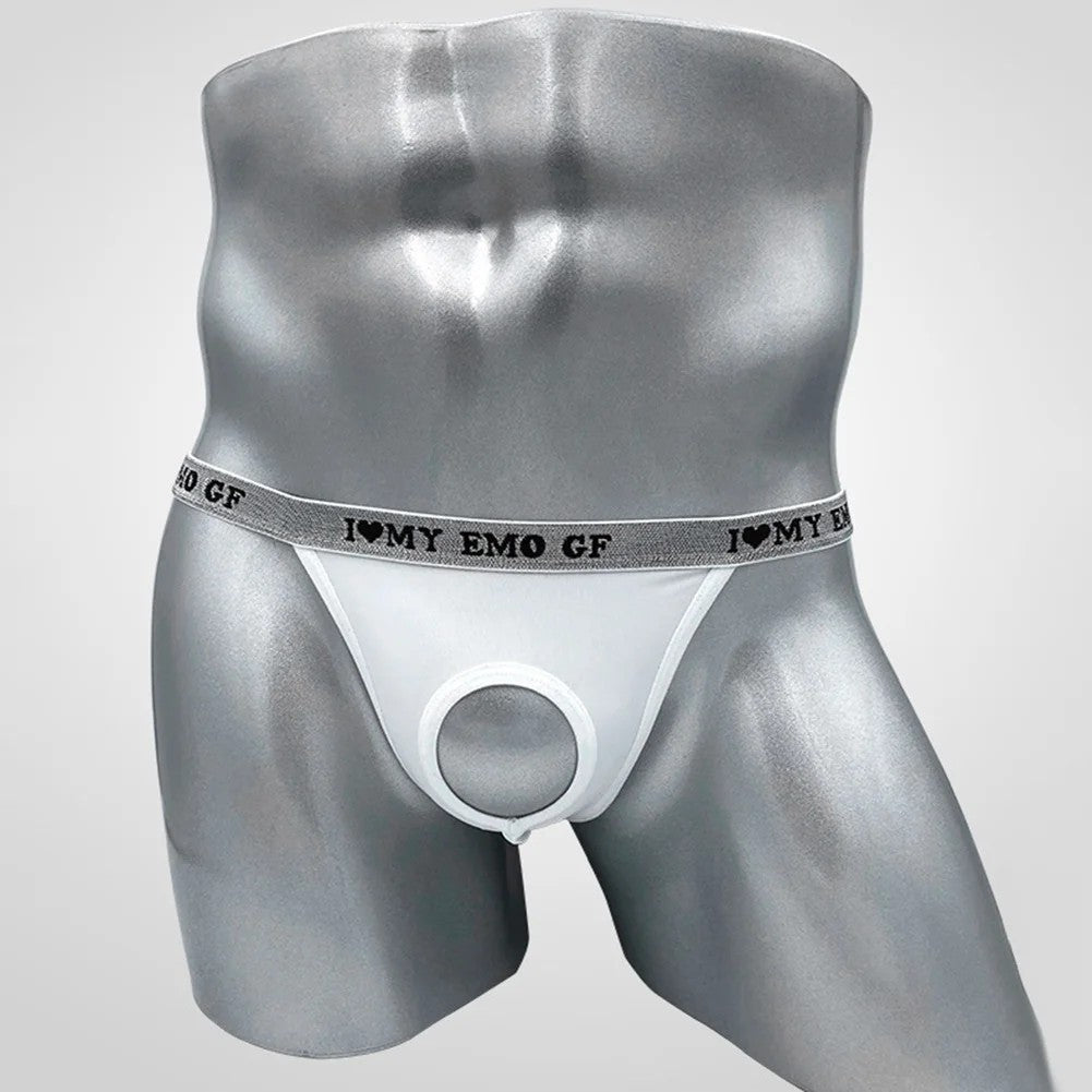 galleryman.com - Men's Briefs G-String Underwear with Banana Ring Hole White