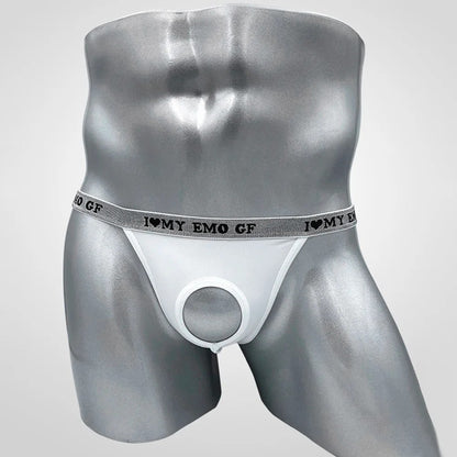 galleryman.com - Men's Briefs G-String Underwear with Banana Ring Hole White
